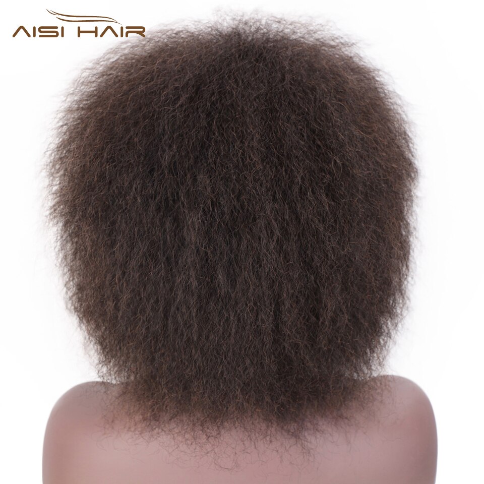 ICH der eine perücke 6 Zoll Kurze Braun Schwarz afro Lockige Perücke Flauschigen Perücken Synthetische Haar für Schwarz/Weiß frauen Natürlich Aussehende