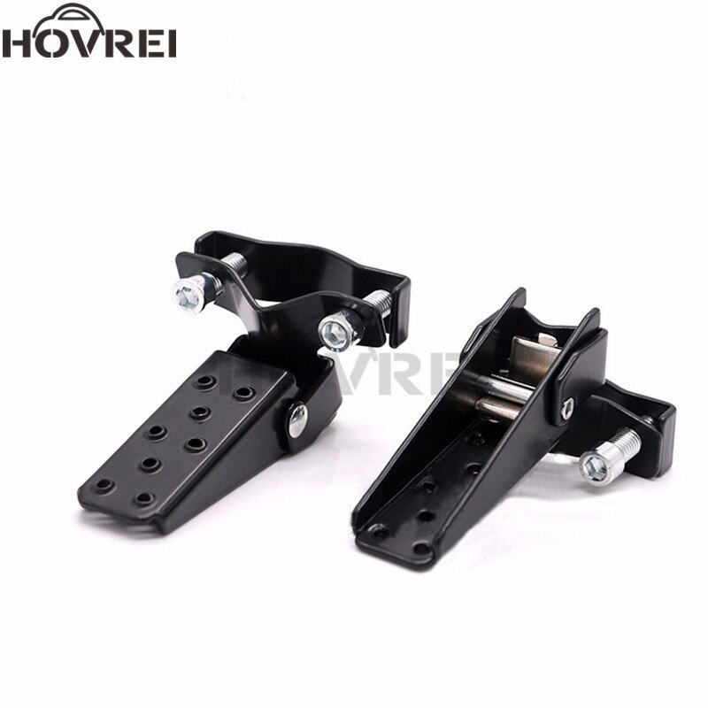 1 pair Universal Retro Motorcycle Black Clamp-on Steel Axle Foldable Foot pedal Step Pegs motobike front rear Folding Foot rest