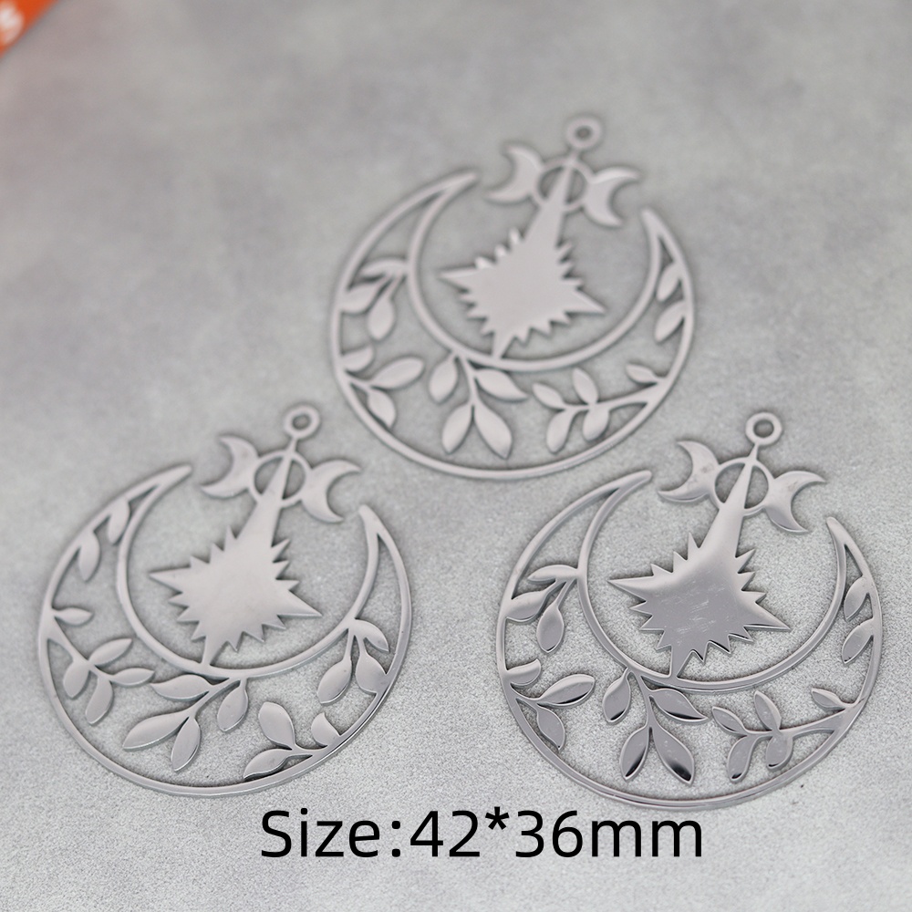 3 uds DIY pendientes borlas colgante de acero inoxidable hojas flor encanto para hacer joyería collar para mujer Accesorios: Chapado en oro antiguo