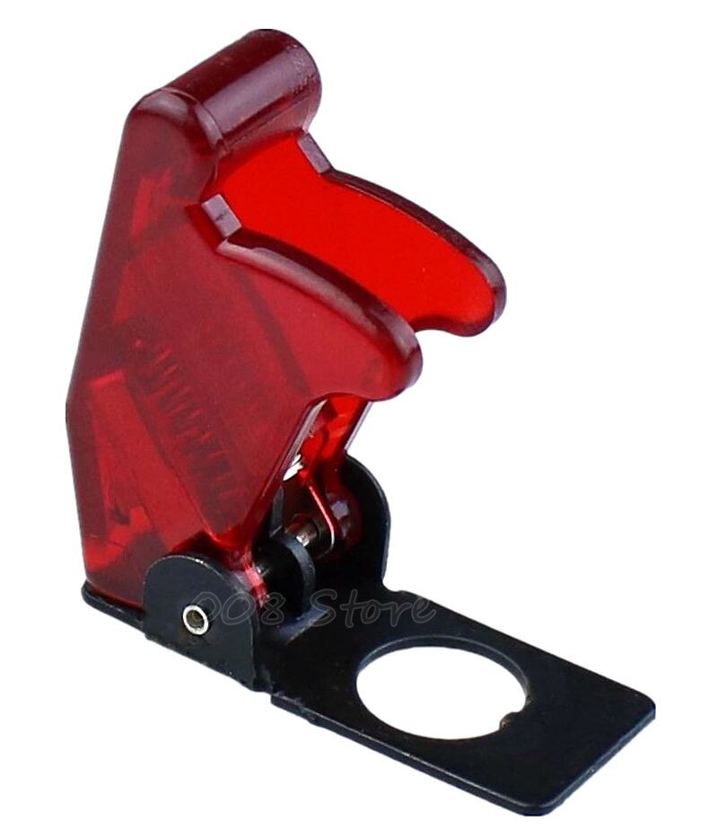 Red illuminated LED Toggle Switch With Missile Style Flick Cover Car Dash 12V TM: Lid