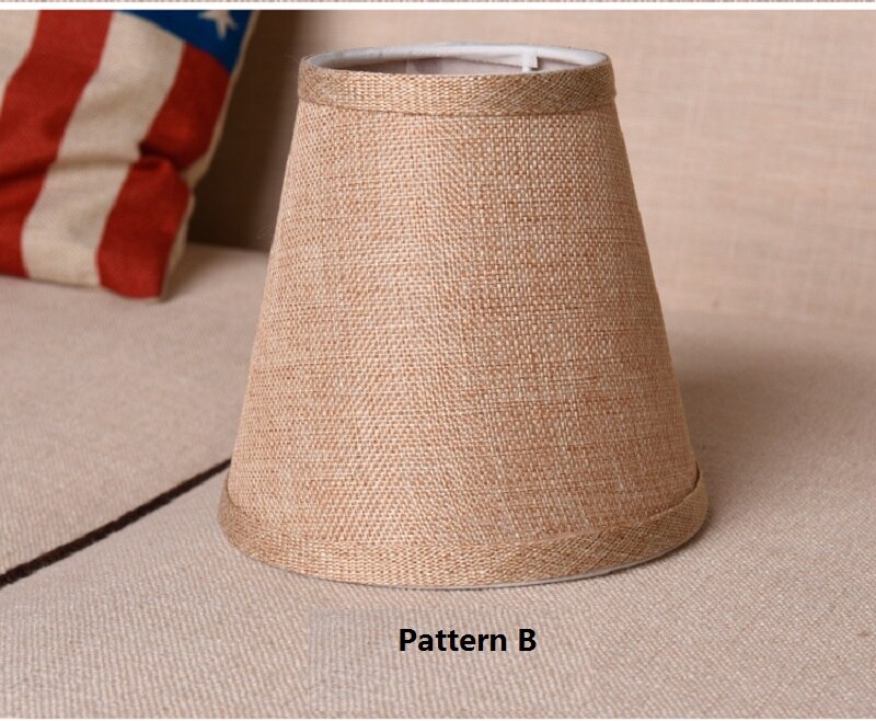 2 stykker/partier  e14 linned stof lampe dæksel lampeskærm montering tilbehør til amerikansk stil pendel væg lampe dæksel: Mønster b