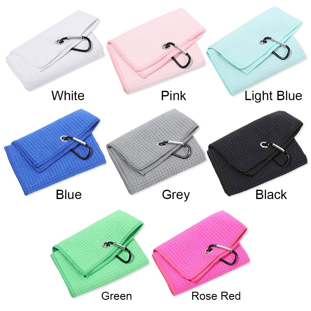 1PC Pure Color Towel Microfiber Cotton Golf Towel With Carabiner Hook Cleans Clubs Golf Towel Hands Cleaning Towels 30*50cm