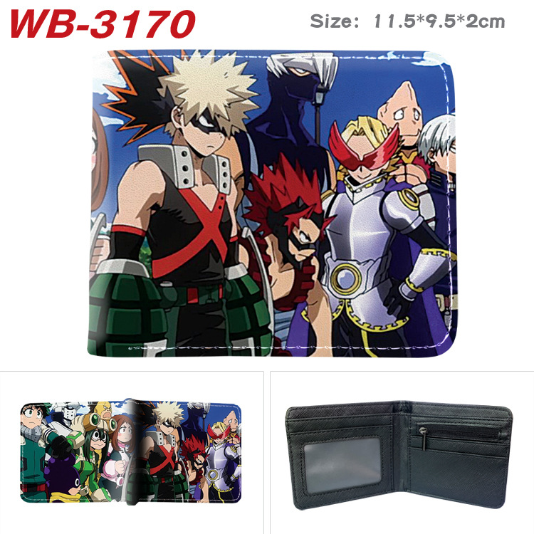 My Hero Academia Cartoon Short Wallet Anime Coin Purse with Card Holder: MULTI