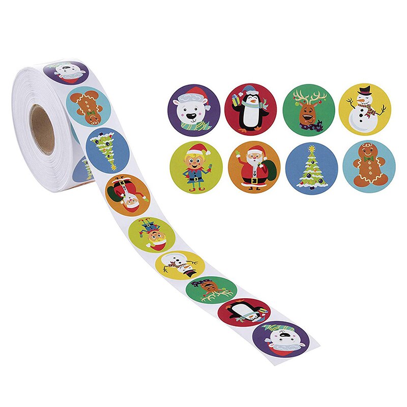 500 stuks ronde 4 ontwerpen vrolijke kerst bedankt sticker zegel envelop kaart labels verpakking scrapbooking decoratie: B-10