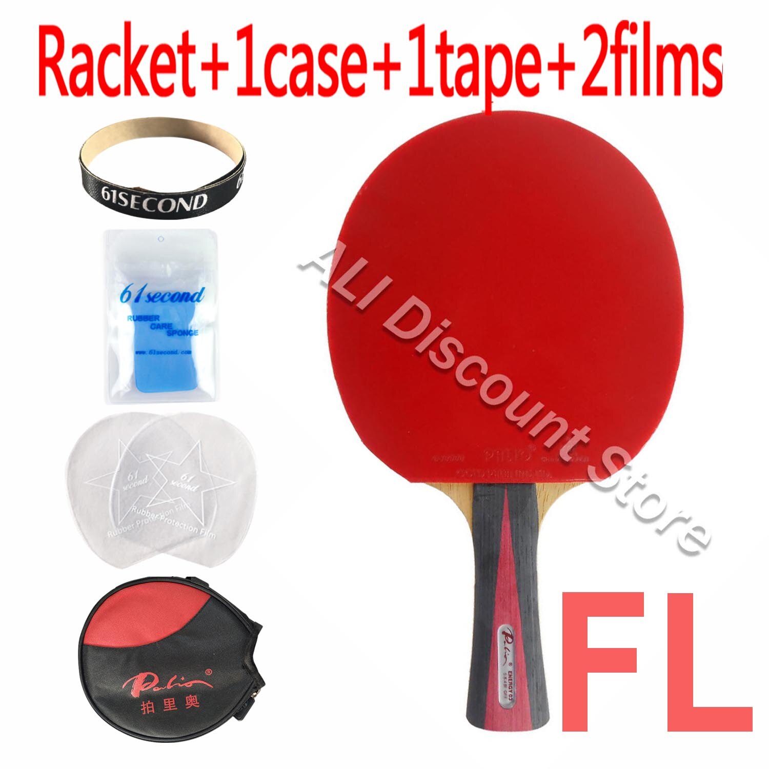 Palio ENERGIE 03 Blade met 2x CJ8000 H40-42 Rubbers voor een Tafeltennis Combo Racket FL: FL with Y 1case