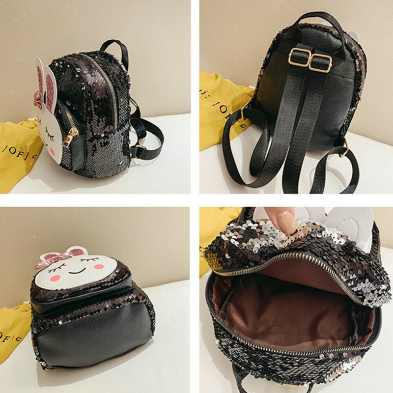 nouvelle enfants filles Babbit sac Faux cuir + paillettes école Bookbag voyage sac à dos sac à dos fermeture éclair