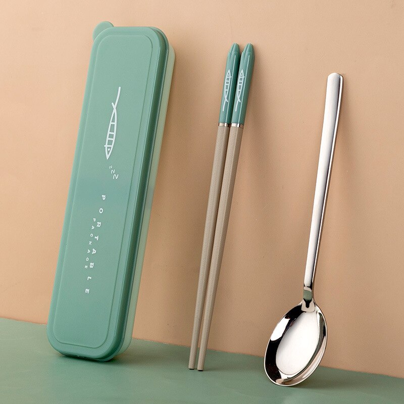 WHYY-Juego de palillos chinos con caja para niños y estudiantes, utensilios de cocina japoneses, portátiles, Sushi