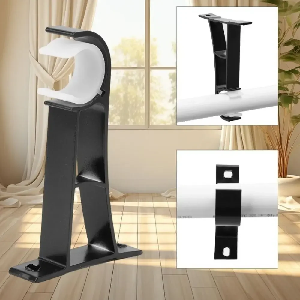 Soporte de barra de cortina de aleación de aluminio duradero, soporte de barra romana de Metal único resistente con tornillos, Clip de fijación de cortina