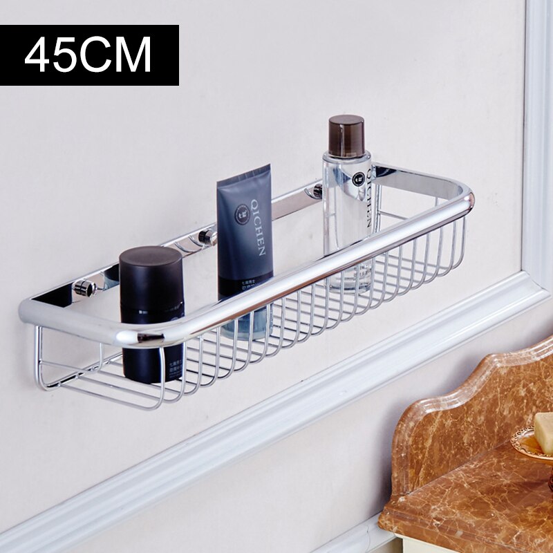 Badeværelse hylde shampoo holder bad opbevaring bad væg hylder krom rektangel kobber hylde badeværelse hardware  el21c: 45cm