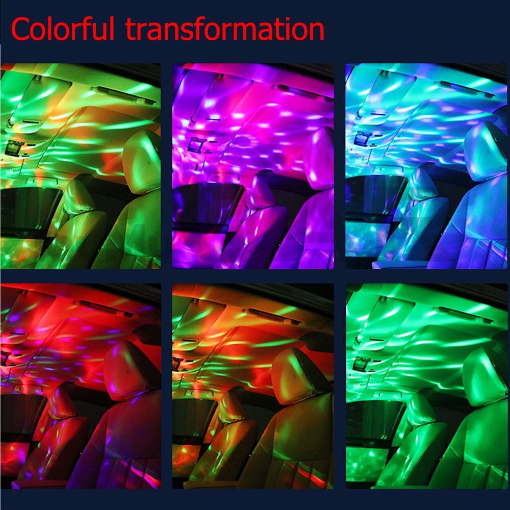 Fargerik mini 5v 3w usb ambient biltilbehør party rgb led lys innendørs for dj bærbar med magisk sceneeffekt hvitt skall