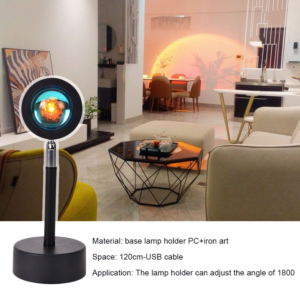 Led Light Rainbow Sunset Projection 180 Degree Rotation Rainbow Projection Lamp For Home Party Living Room Bedroom Lamps