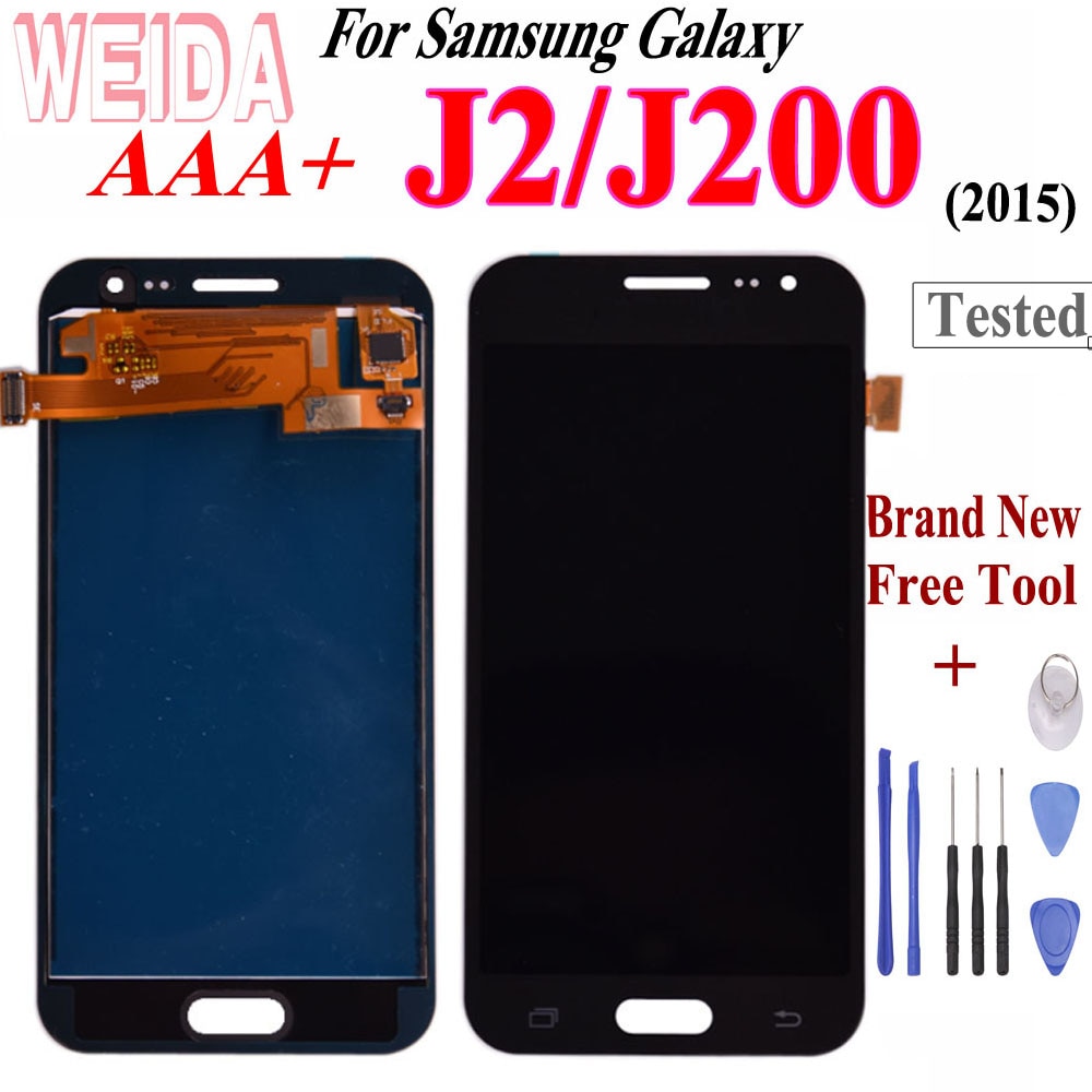 WEIDA For Samsung Galaxy J2 J200 LCD Touch Screen Digitizer Assembly free tool For Samsung GALAXY J200F J200M J200H J200Y