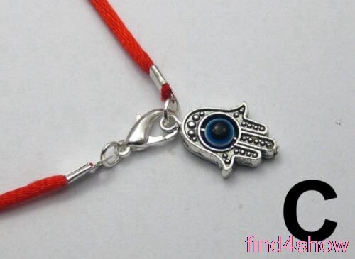 10 pulseras de la buena suerte con forma de ojo de cuerda roja, mano de Hamsa, &quot;Estrella de David&quot;: C