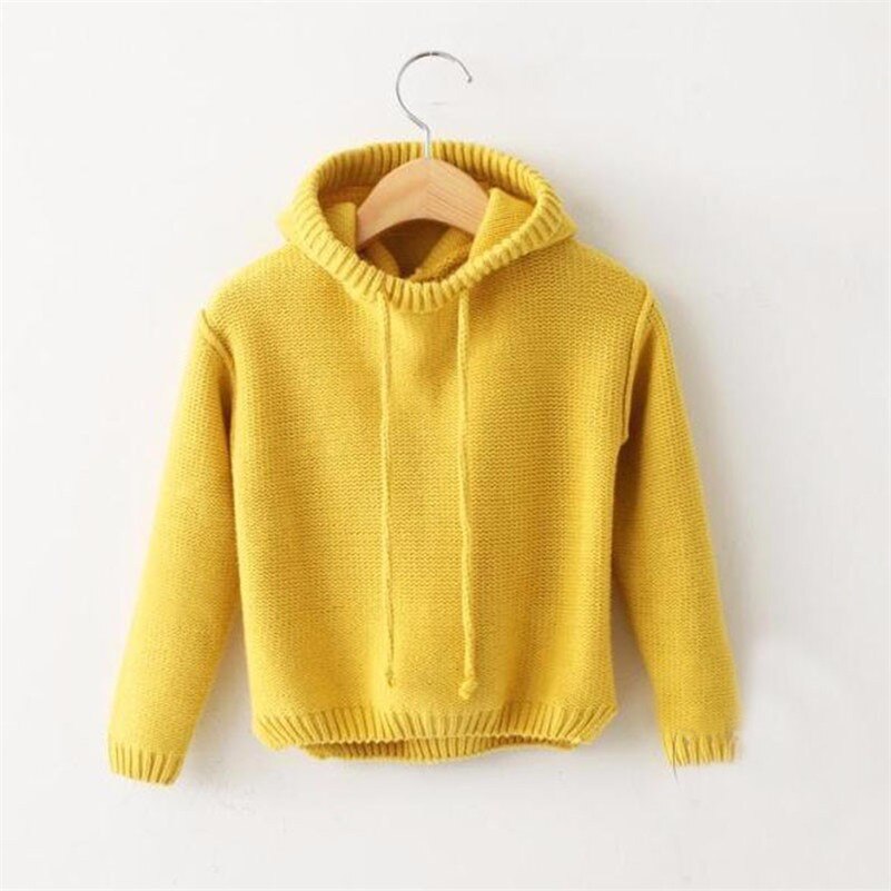 Höst tjej tröjor barn bomull stickade tröjor ledig tofs huva kille/tjej outfit 2-6 år
