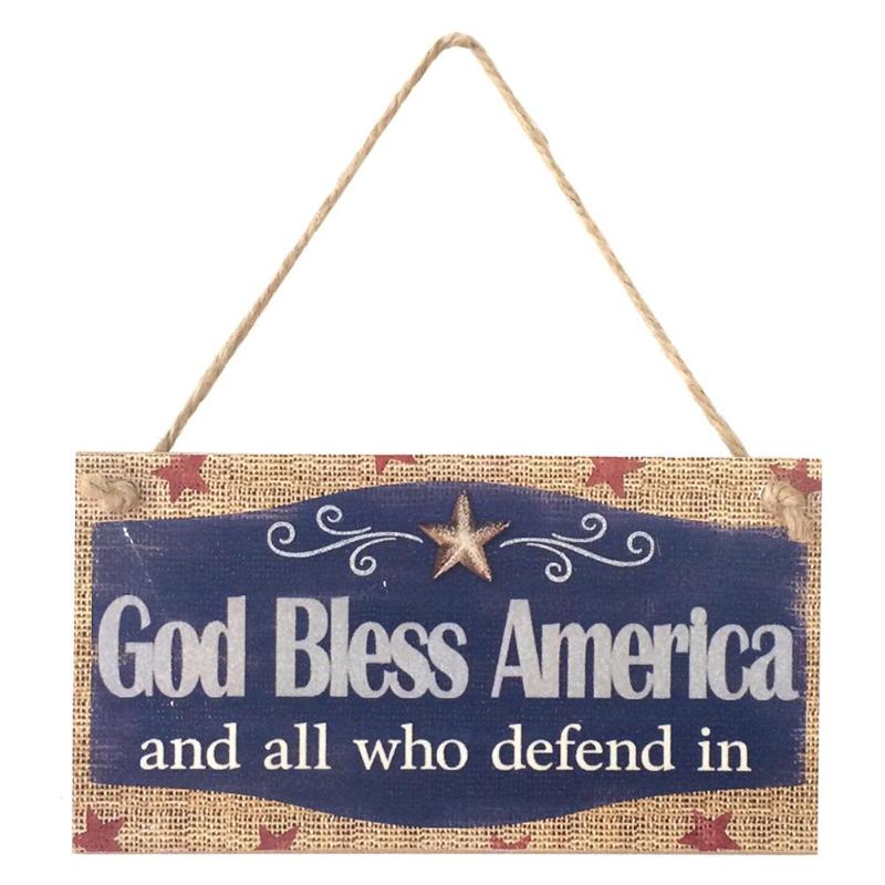 Houten Rechthoek Opknoping Bloem Letters Bord Onafhankelijkheid Dag Decor Muur Deur Woondecoratie Ambachten Levert