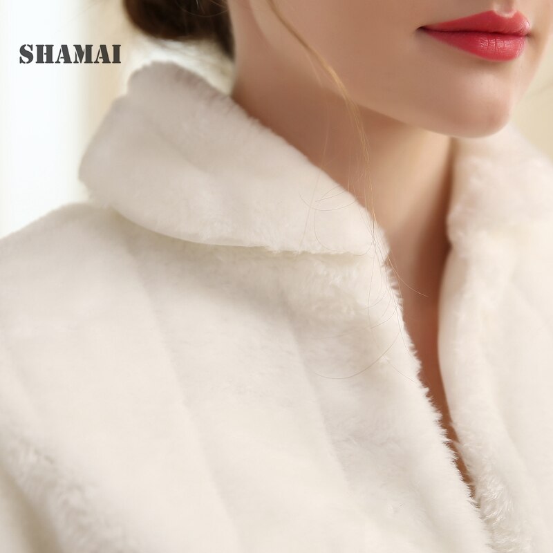SHAMAI Schal Hochzeit wickeln Formalen Kleid Cheongsam Pregnantwith Verheiratet Oberbekleidung Braut Kap Elfenbein Weiß Herbst Winter Jacke