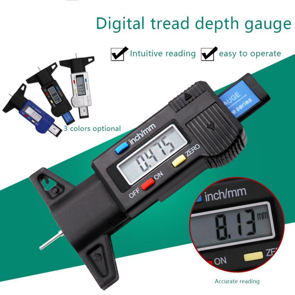 Digital Car Tyre Tire Tread Depth Gauge Meter Measurer Tread Thickness Pad System Tool Shoe Brake Tire Monitoring Gauges Ca C1H4