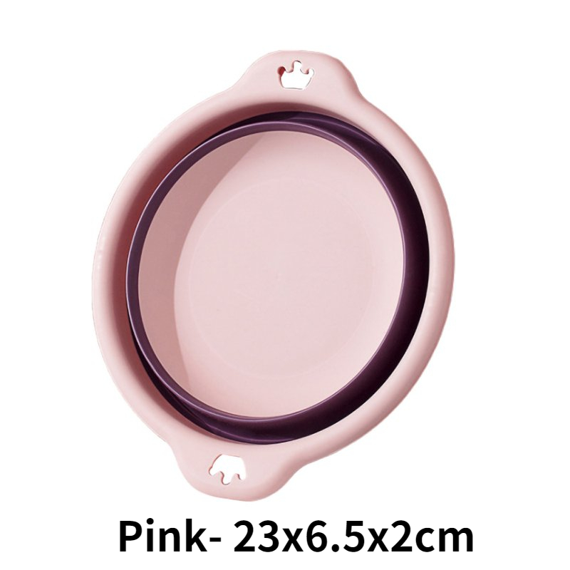 Portable Foldable Laundry Basin Plastic Travel Folding Wash Basin Safe Durable Foldable Wash Basin Bathroom Household Supplies: pink-23x6.5x2cm