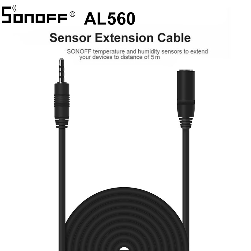 Sonoff TH10 Wifi Smart Draadloze Schakelaar Ondersteuning Temperatuur En Vochtigheid Monitoring Via Si7021 AM2301 Ondersteuning Alexa Google Thuis: AL560 5M Cable