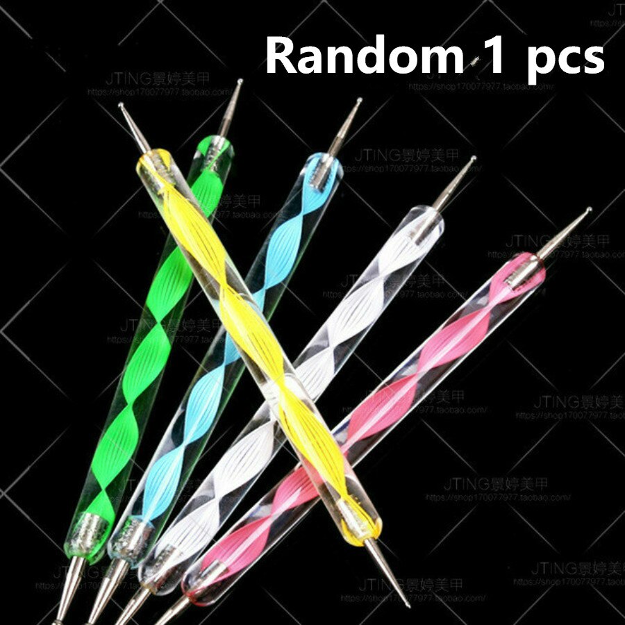 1 Pcs DIY Nail Spot Flower Nail Art Tool 2 Ways Swirl Marbleizing Steel Dotting Pen Nail Art Rhinestones