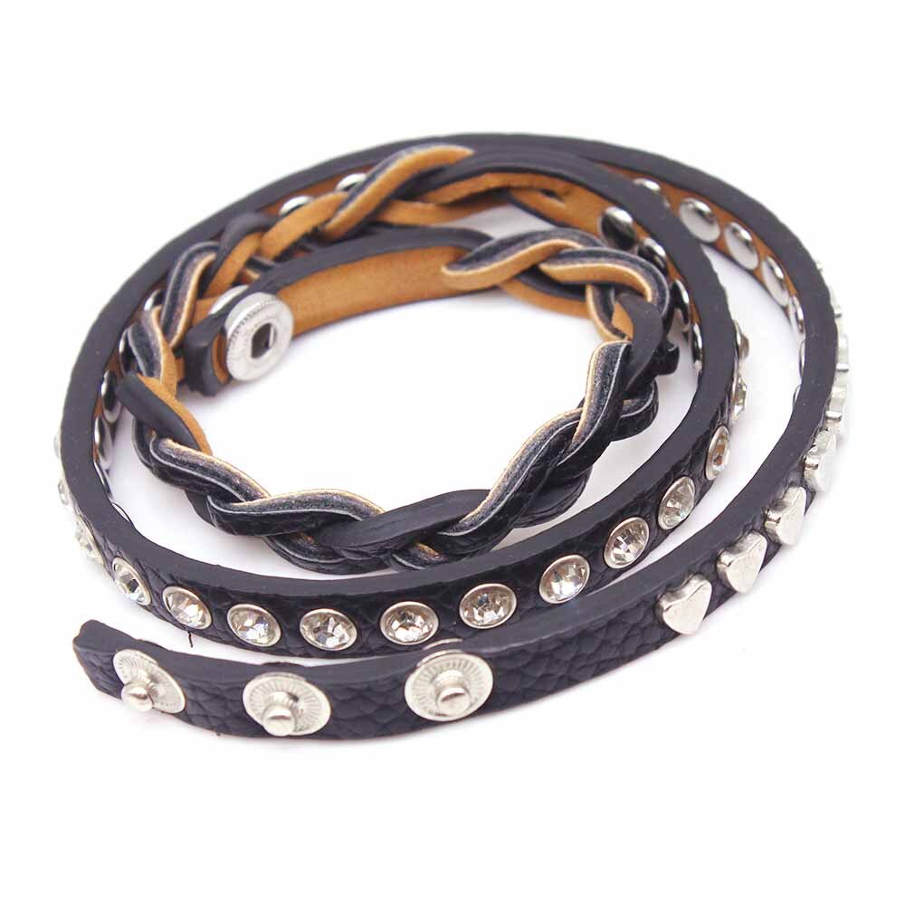 neue Kristall Leder Armband für Frauen Punk Breiten Niet Manschette Frauen Männer Schmuck Zubehör