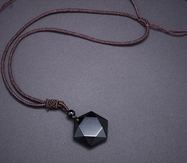 Zwart Obsidiaan Hanger Ketting Obsidiaan Ster Zes Awn Ster Ketting Hanger Sieraden Obsidiaan Steen