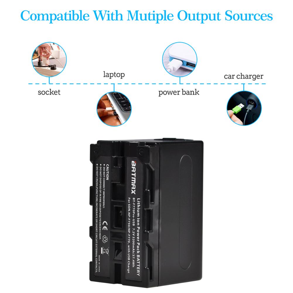 Batmax np -f770 np-f750 np f750 npf 770 batteri med usb ladeutgang til sony np  f970 f960 f550 f570 qm91d ccd -rv100 tru 47e