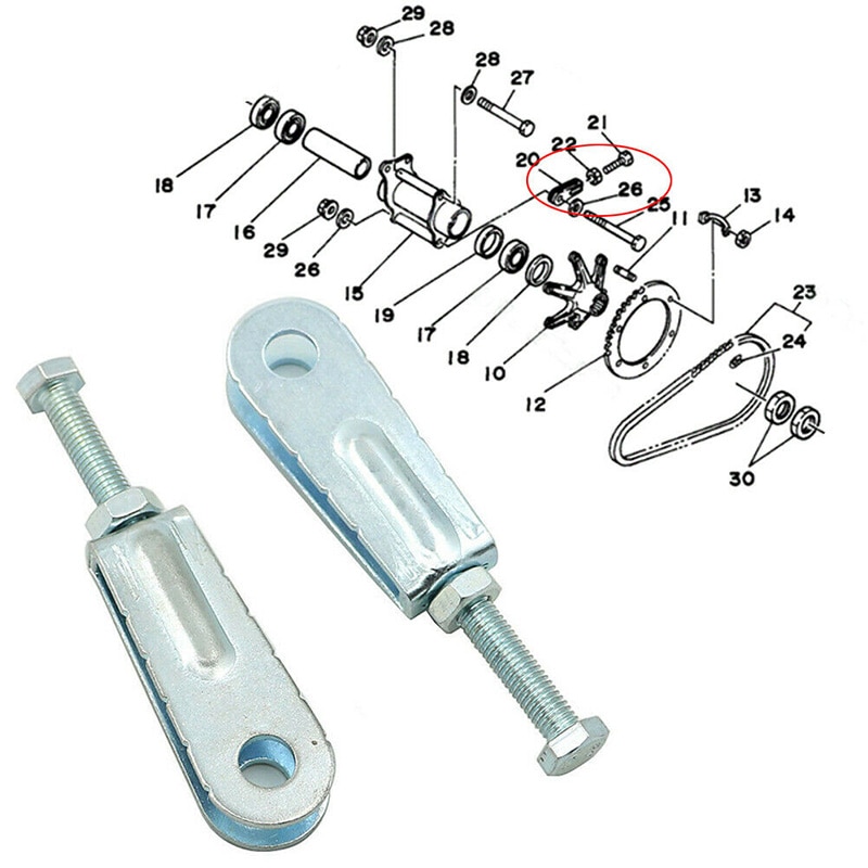 2X Chain Puller Tensioner Adjuster rear carrier For Yamaha YFZ350 Raptor 350 05-16 Warrior/Banshee 350 Blaster 200 Grizzly 125