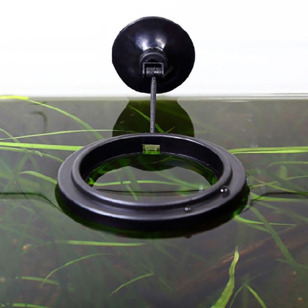 Fisk foderring akvarium tilbehør akvarie fisk sikker flydende foder feeder cirkel sugekop til guppy, betta, guldfisk osv.
