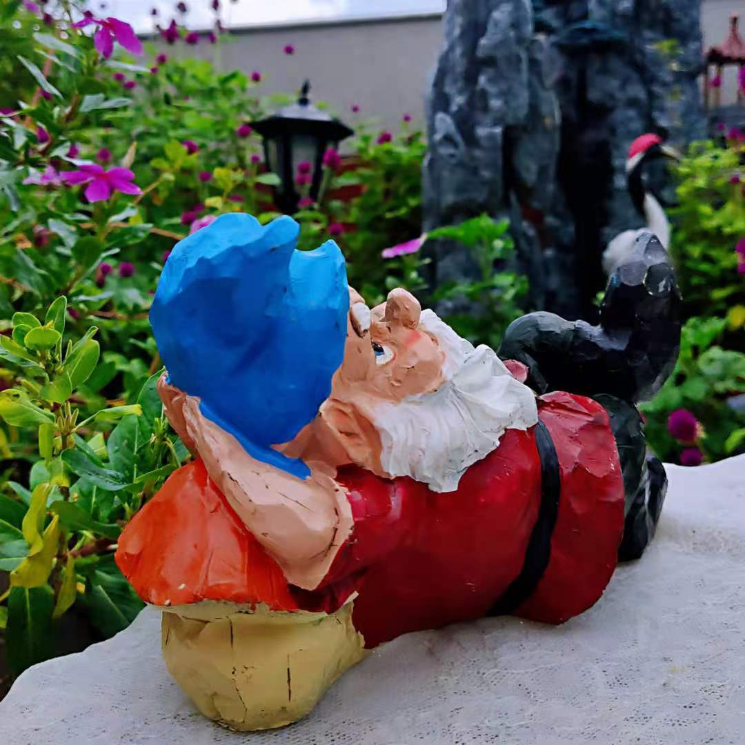 Cappello blu da giardino abito rosso sdraiato babbo natale accessori in resina regalo di natale cortile balcone scultura decorazione artigianato