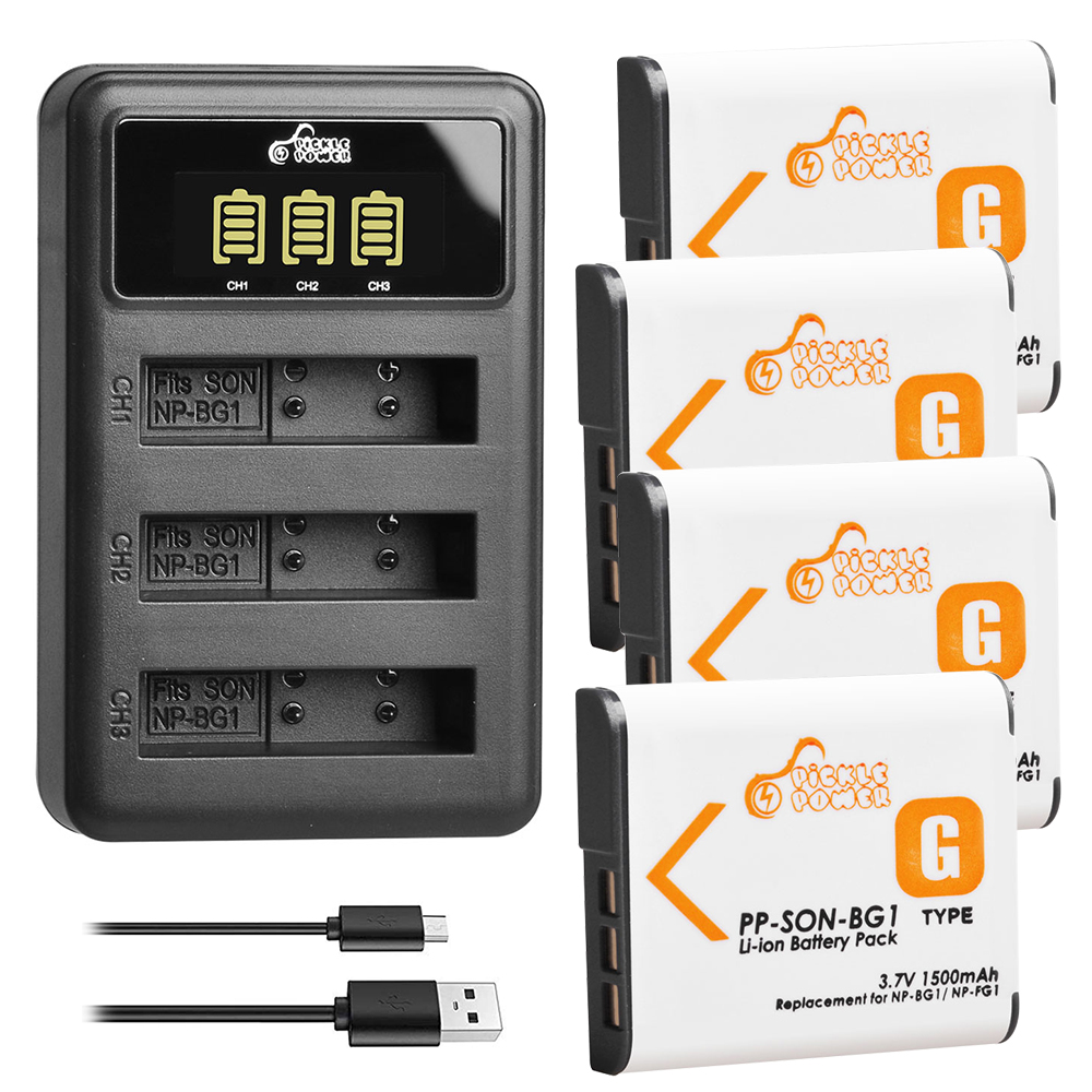 3 Stck NP-BG1 NP BG1 NP-FG1 Batterie + 3 Kanal Ladegerät für SONY Cyber-Schuss DSC-H3 DSC-H7 DSC-H9 DSC-H10 DSC-H20 DSC-H50 DSC-H55: 4 Batterie 1 Ladegerät