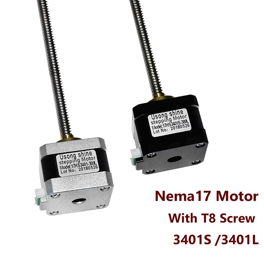 Nema17 Stepper Motor With 300Mm Lead Screw 17Hs3401 T8 Screw Lead 300Mm 8Mm 42 Motor 42Bygh With Screw For 3D Printer