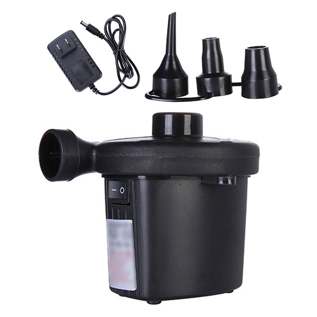 12V Air Mattress Camping Pump Car Electric Inflatable Pump Portable Car Air Compressor Pump Inflatable Boat Pump with 3 Nozzles: White