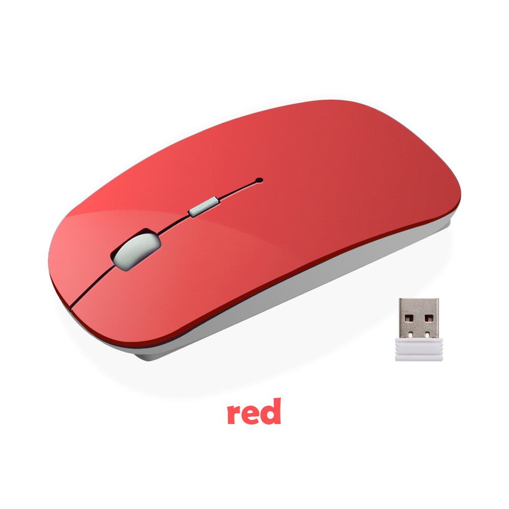 1 pc bærbare 2.4g trådløse mus ultratynne usb optiske mus stille knapp for pc bærbar macbook desktop air pro: Rød