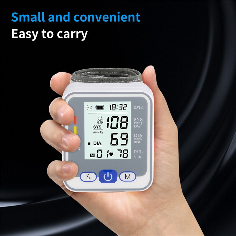 Monitor inteligente de presión arterial, esfigmomanómetro de muñeca, Monitor de presión arterial, pulsómetro, tonómetro portátil tensiometros digitales de brazo medidor de presión arterial baumanometro digital esfigmom