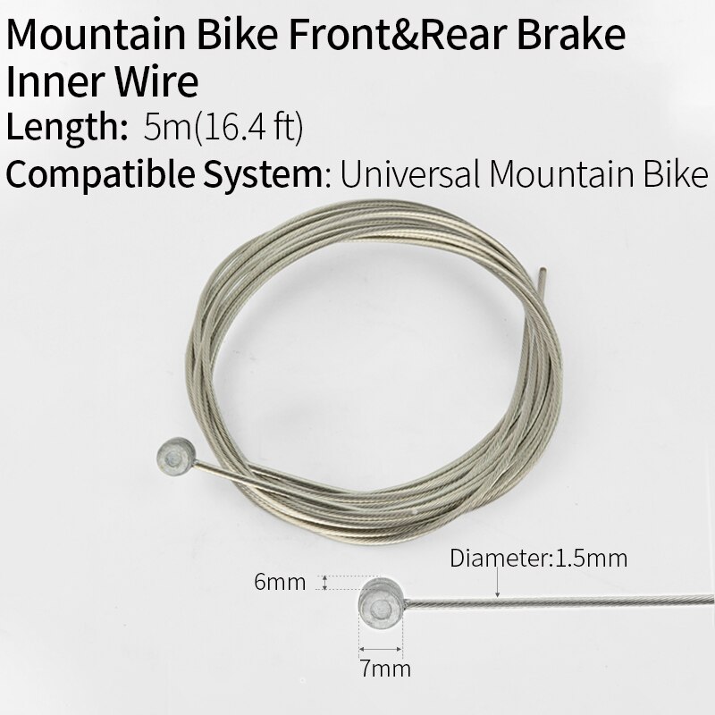 JSHOU BIKE Brake Inner Cables Wire Brake Front Rear Shift Line Wire for Mountain and Road Bike Universal Cycling Accessories MTB: Mountain Brake 5m