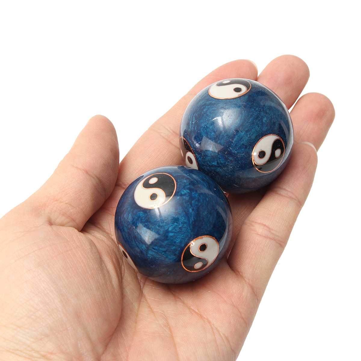 Pelota de Baño azul para la salud china, pelota de masaje para terapia de balonmano, ejercicio alivio estrés, pelotas de Fitness