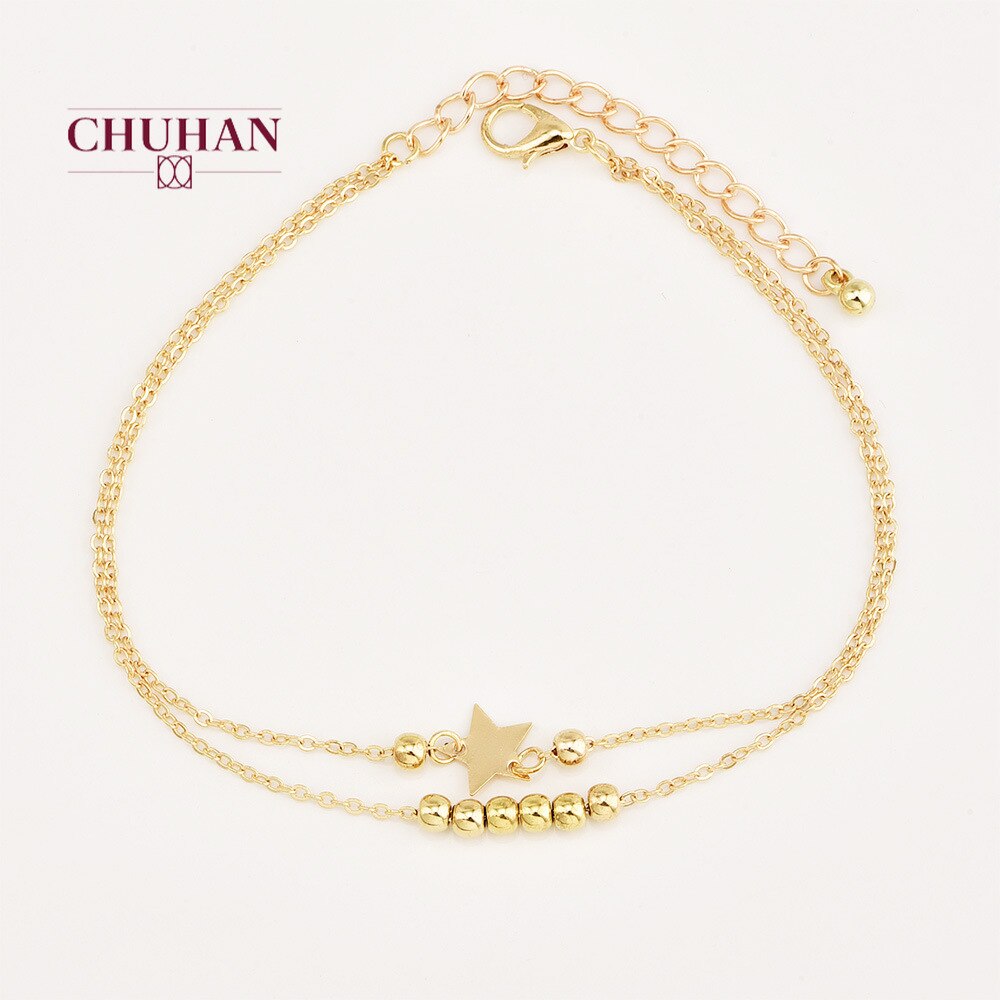 CHUHAN cheville chaîne ananas pendentif cheville perlé multicouche été plage pied bijoux Style bracelets de cheville femmes C106