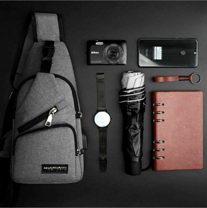 Men Chest Pack Messenger Sling Sport Travel Crossbody Shoulder Bag USB Charging Waist Packs