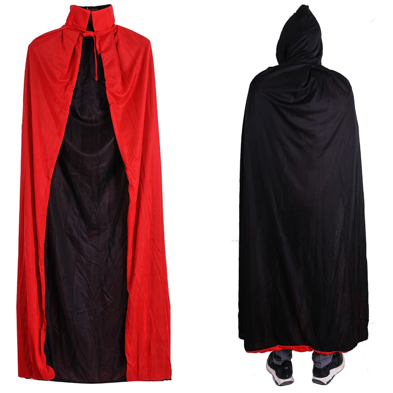 Black Red Children Halloween Cosplay Costume Theater Prop Death Hoody Cloak Devil Mantle AB Wear Long Tippet Adult Hooded Cape