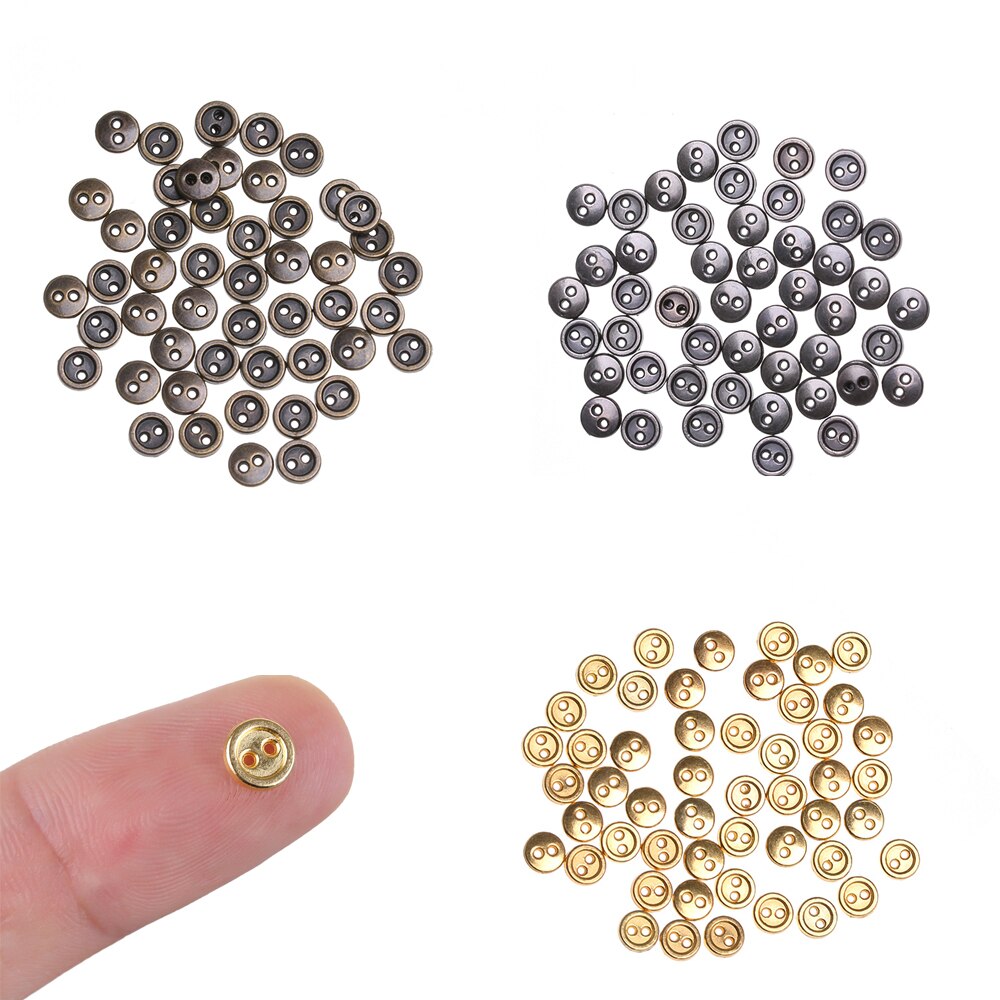50 stk/pakke små knapper til gør-det-selv håndlavet dukketøj mini metal runde spænder udstoppet legetøjstøj sytilbehør 3/4/5 mm