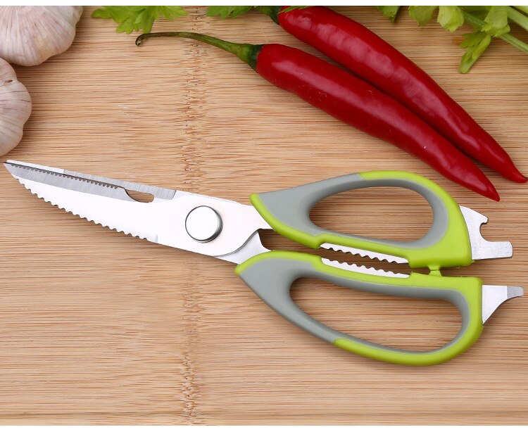 Tijeras de cocina multifuncionales para mariscos, tijeras desmontables de hueso de pollo, limpieza de alimentos cocidos, suministros de cocina: Clear green