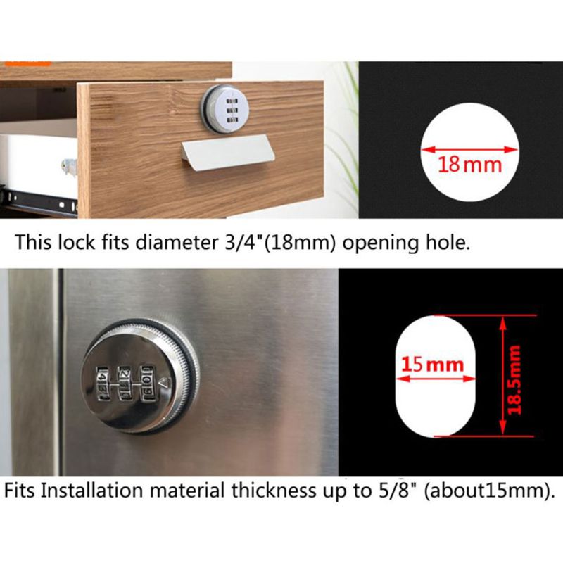 3-Digit Combination Mailbox Lock 7/8" Rotary Tongue Cam Lock for Cabinet Drawer