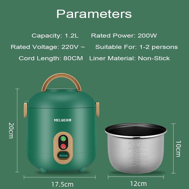 220V Electric Rice Cooker 1.2L Non-Stick Liner Rice Cooking Pot One Key Operation Insulation Multi Cooker Office Soup Porridge