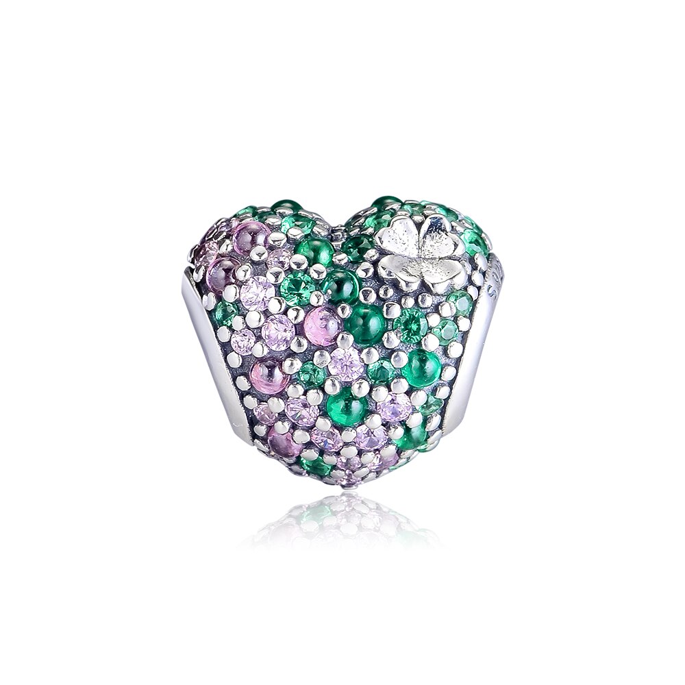100% 925 Sterling Silver Classic Heart Shape 15 Charm Beaded Bracelet DIY Accessories Beaded: 1577