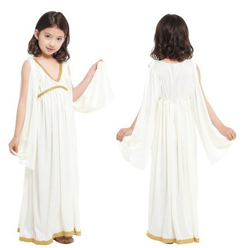 M-XL White Girls Halloween Goddess Athena Costumes Kids Children Greece Princess Cosplay Carnival Purim Stage play party dress