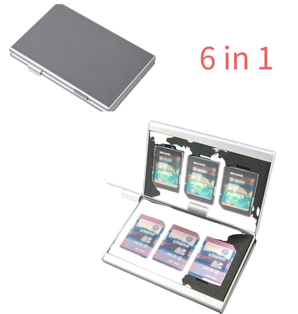 Porte-carte mémoire 6/12/15/16 en 1, mallette de rangement Portable, boîte en aluminium argenté, accessoires pour cartes mémoire SD TF: Bleu foncé