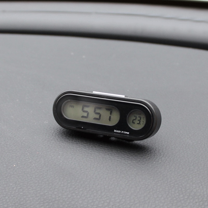 2in1 Mini LCD Car Digital Thermometer Hygrometer Temperature & Electronic Time Alarm Clock Instruments For Car