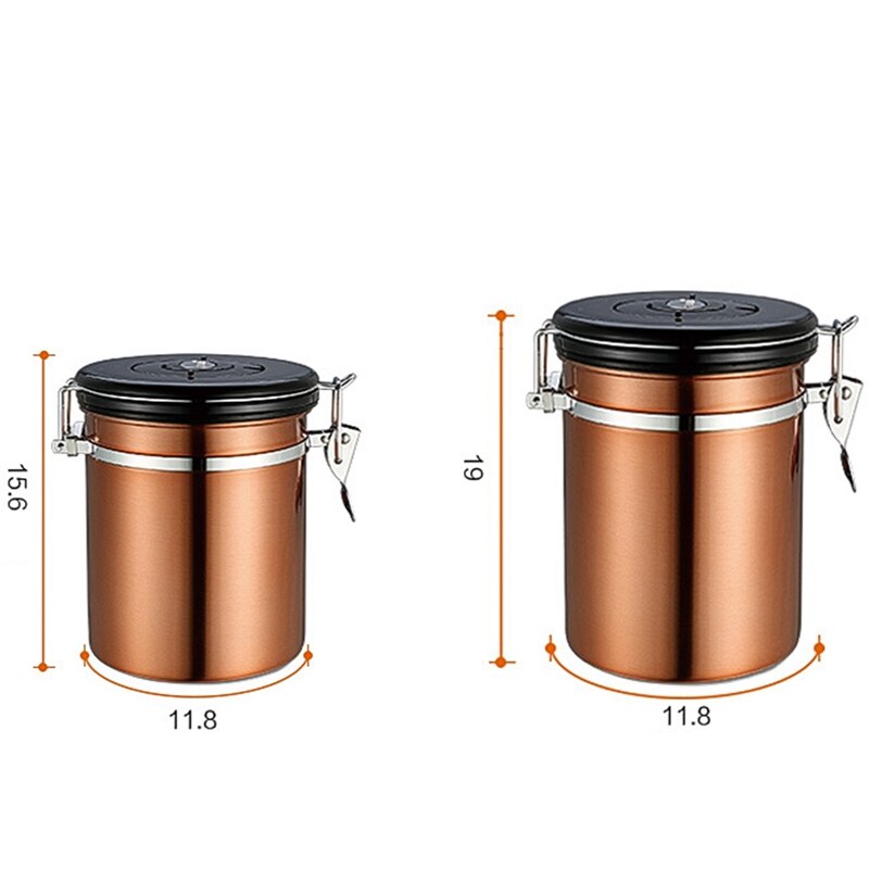 Coffee Storage Container Airtight Stainless Steel Coffee Canister Vault Coffee Bean Container with CO2 Valve to Keep Beans Fresh