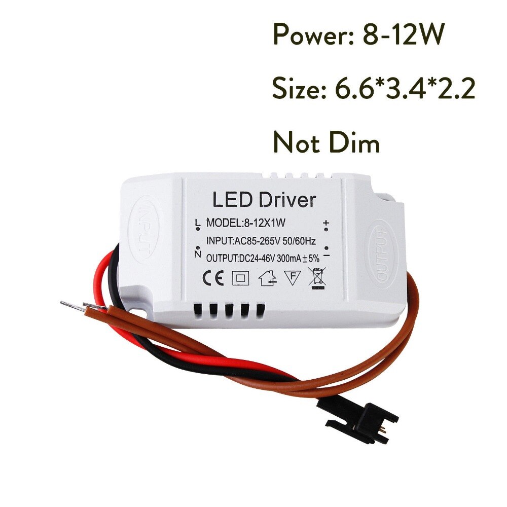 Led konstant driver 85-265v 1-3w 4-5w 4-7w 8-12w 18-24w 300ma strømforsyning lystransformatorer til led-loft downlight-belysning: 8-12w